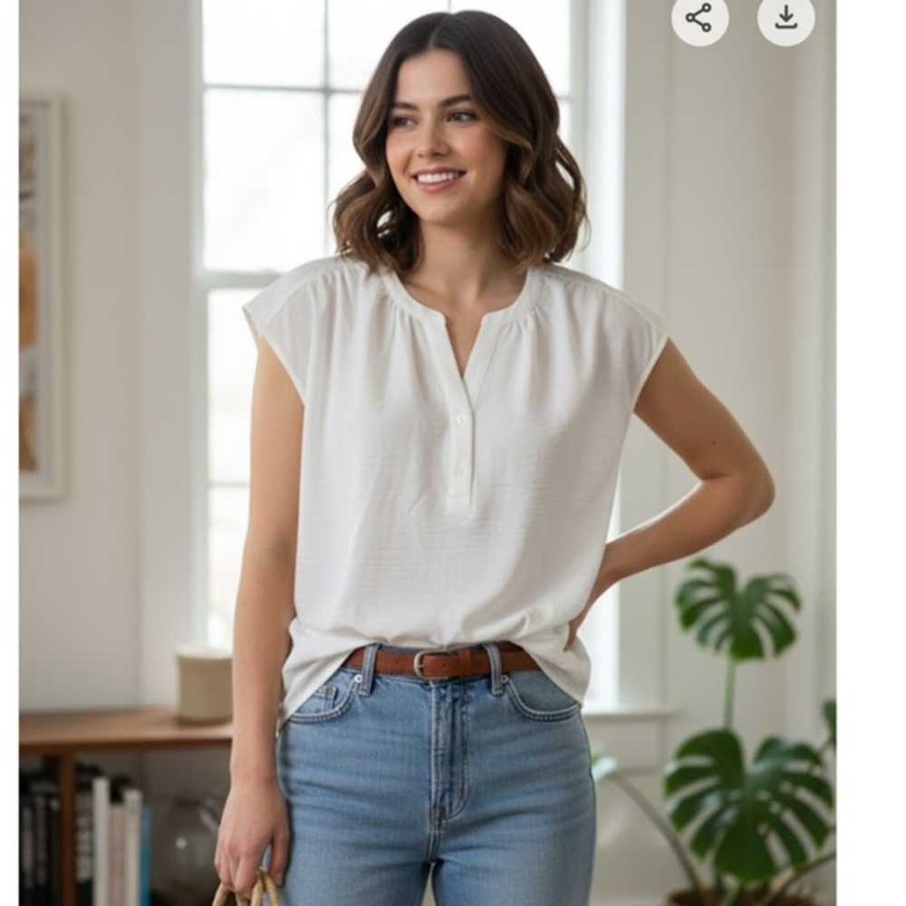 Simply Vera Vera Wang White Cap Sleeve Blouse